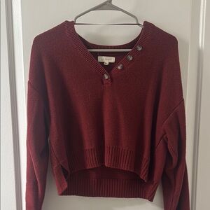 La Hearts Burgundy Off-the-Shoulder Sweater